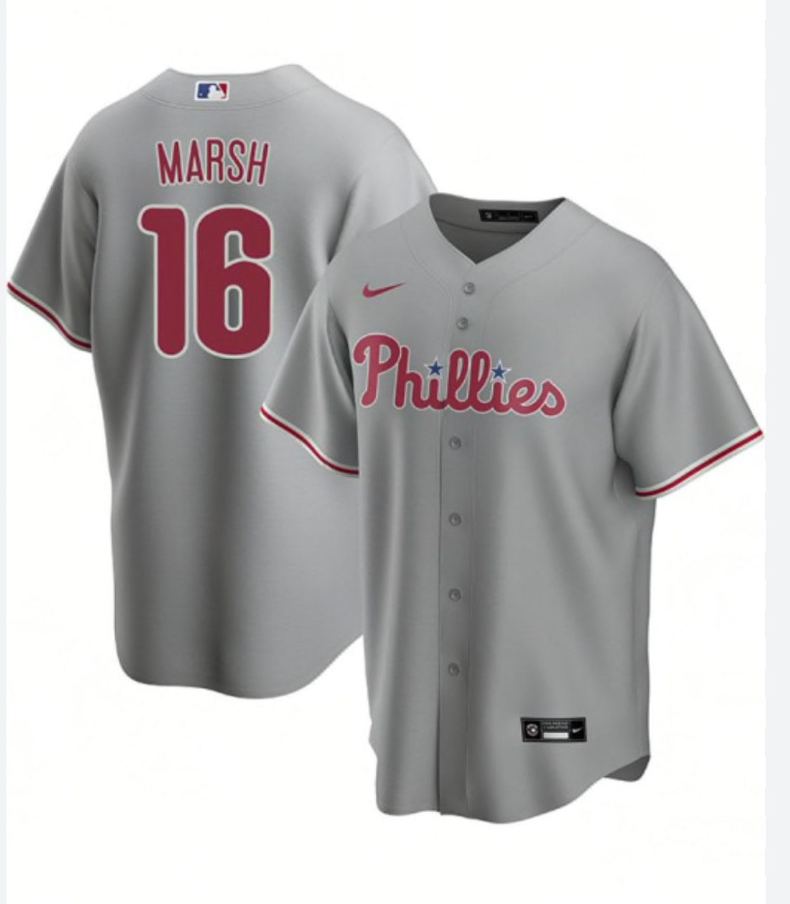 2024 MLB Men Philadelphia Phillies 16 Marsh J.T.Realmuto Nike grey Home Limited Player Jersey